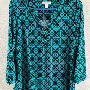 Dana Buchman top, Size Small, Green/Black